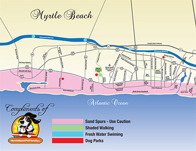 Map of Myrtle Beach Pet Friendly attractions