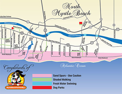 Map of North Myrtle Beach Pet Friendly Attractions